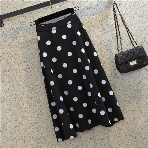 Falda Midi Lunares Cintura Alta Corte A Elegante - Image 7