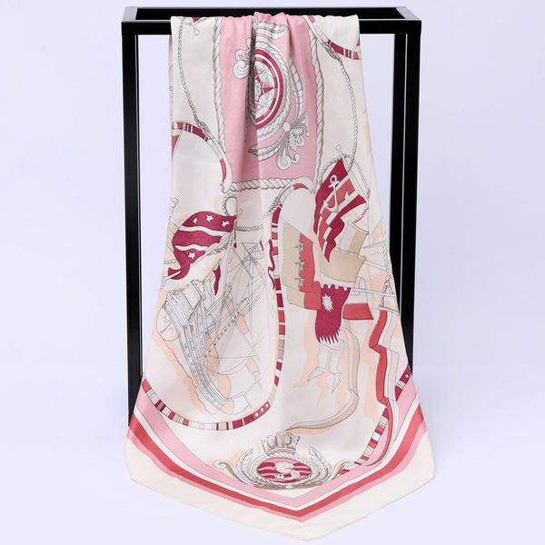Pañuelo de Seda Estampado Náutico - Bufanda Fashion Versátil