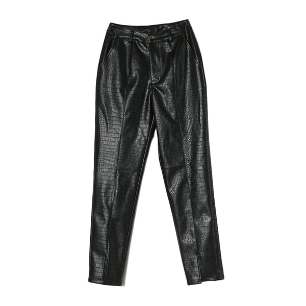 Pantalones de Cuero para Motocicleta Negro con Piernas Divididas - Image 5