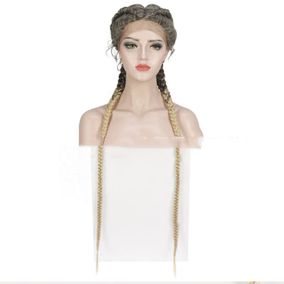 Peluca con Diadema de Dos Trenzas y Encaje Frontal - Image 8
