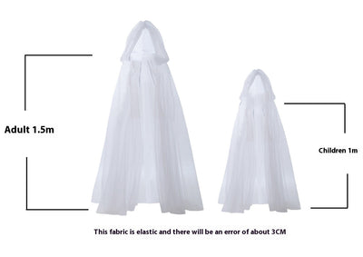 Capa con Capucha Fantasma Halloween - Disfraz Bruja Malla Transparente - Image 6