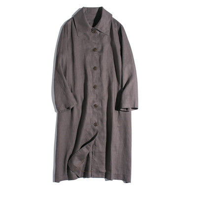 Abrigo Trench Coat de Algodón y Lino con Solapas Holgadas para Mujer - Image 5