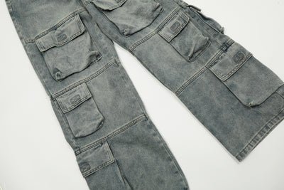 Jeans Casuales Hombre con Múltiples Bolsillos - Estilo Street Lavado Pesado - Image 7