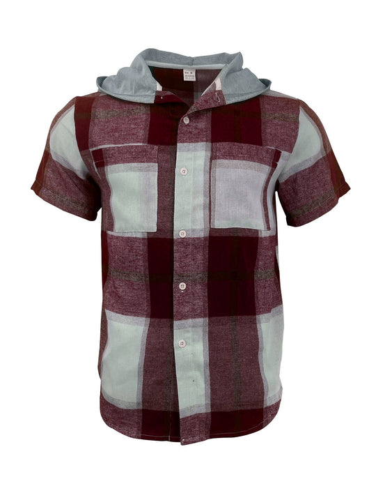 Camisa Casual Ejecutiva de Cuadros con Capucha - Manga Corta para Hombre - Image 14