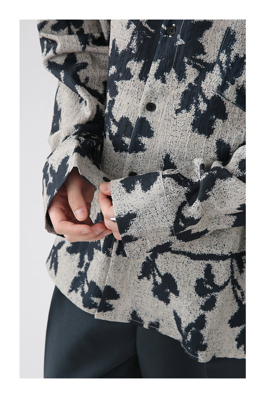 Camisa Vintage Jacquard Contraste Efecto Desgaste Manga Larga - Image 7