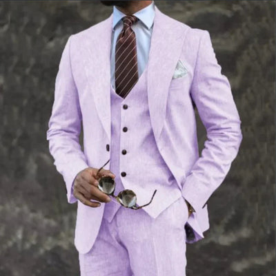 Traje Ejecutivo Tres Piezas Rosa Claro para Hombre - Estilo Europeo y Americano - Image 9