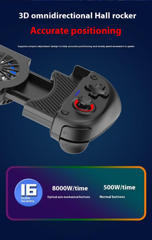 X3 stretching game controller with a blue left grip, red right grip, and a central cooling fan. - Image 10