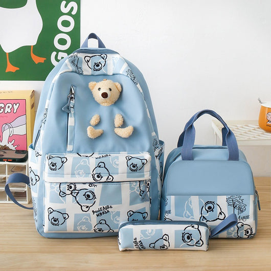 Set de 3 Piezas: Mochila Escolar con Diseño Osito y Lonchera para Niñas - Image 11