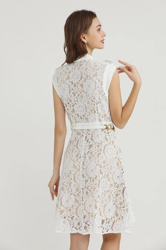 Vestido Slim con Cintura de Encaje y Lazo - Image 9