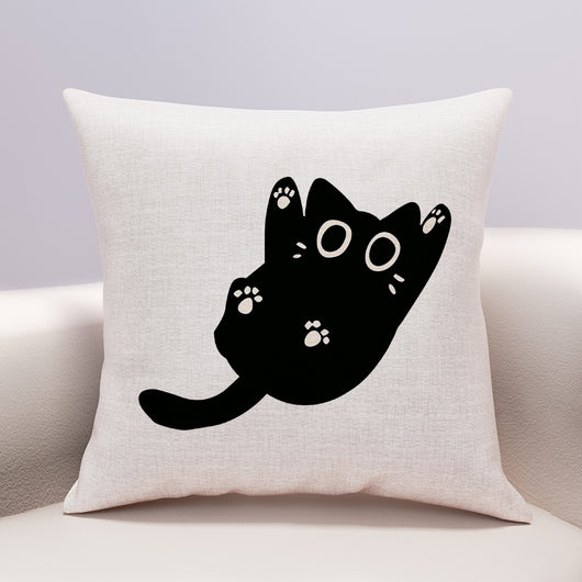 Funda de Almohada Gato Queso con Diseño Kawaii - Lino y Algodón - Image 7