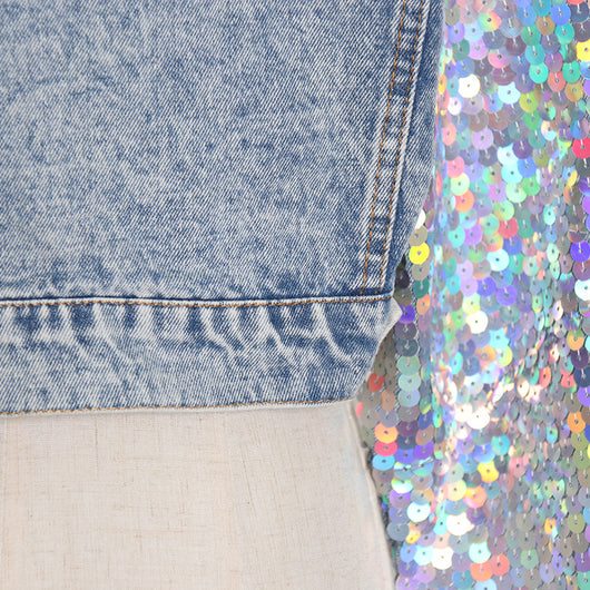 Chaqueta Denim Patchwork con Lentejuelas para Mujer - Estilo Urbano Elegante - Image 8