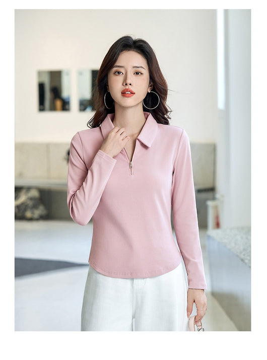 Polera Minimalista Slim Fit con Cierre de Medio Largo para Mujer - Image 19