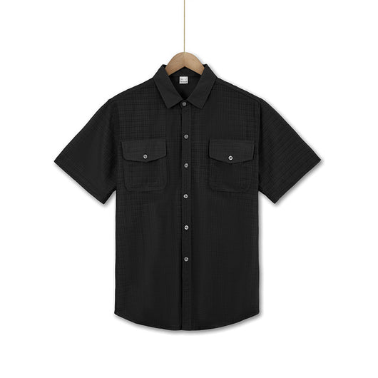 Camisa Suelta de Solapa Lisa para Hombre - Estilo Casual Festivo - Image 36