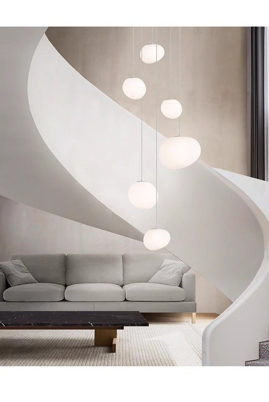 Lámpara de Araña Colgante de Cristal Cremoso para Escaleras de Doble Altura - Image 20