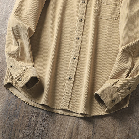 Camisa de Pana Retro Americana Gruesa de Manga Larga - Image 11