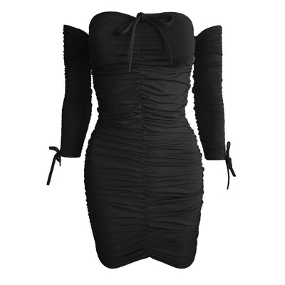 Vestido Tubo Elegante de Un Hombro con Manga Larga - Image 2