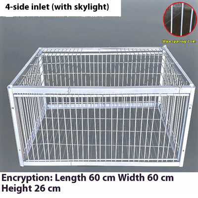 White wire pigeon cage with two side entrances and a skylight, measuring 60x40x26 cm with 2cm wire spacing. - Image 13
