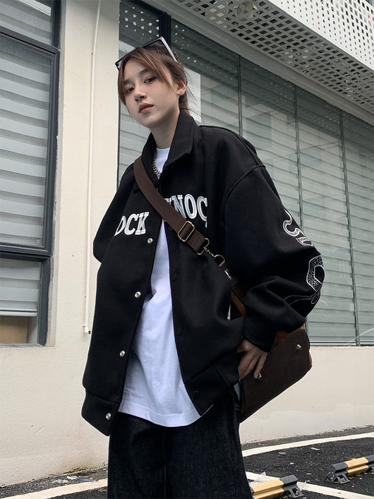 Chaqueta Suelta Estilo Street con Letras - Image 8