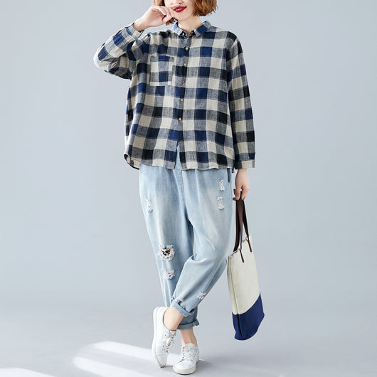 Camisa de Cuadros Manga Larga Talla Grande para Mujer - Image 12