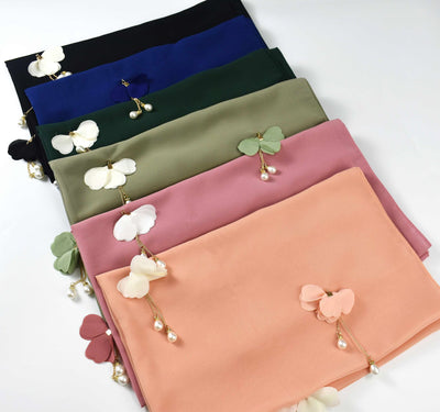 Pañuelo Hijab Floral de Gasa Perlada Premium - Image 22
