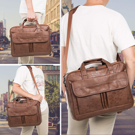 Bolsa Mensajero de Cuero para Hombre con Compartimento para Notebook