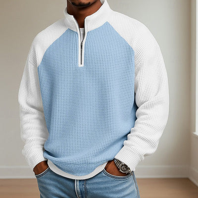 Polo Manga Larga Bloques de Color Talla Grande para Hombre - Image 9