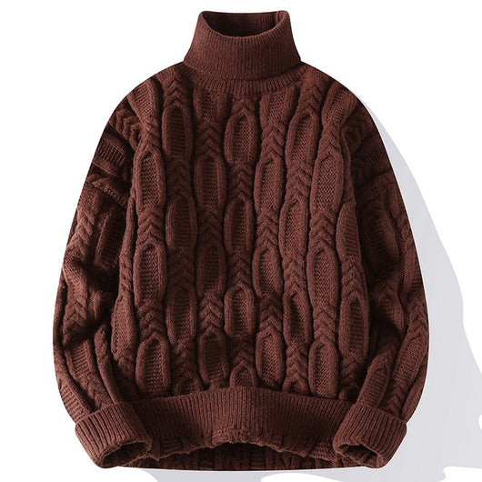 Suéter de Cuello Alto Trenzado para Hombre - Abrigo Casual y Cálido - Image 3