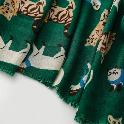 Bufanda Térmica de Algodón y Lino con Diseño de Gatos - Accesorio Fashion - Image 11