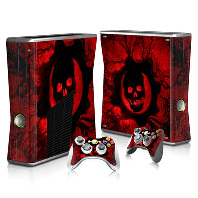 Radioactive symbol gaming console and controller skin set with a distressed yellow and brown grunge pattern. - Image 16
