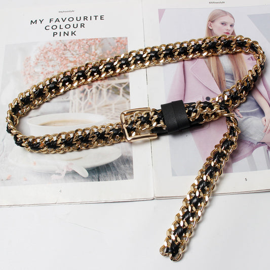 Cinturón Metálico Tejido para Mujer - Cadena de Moda Versátil - Image 2