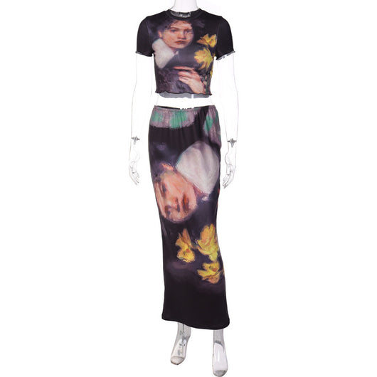 Vestido Camiseta Estampado Cuello Redondo Manga Corta para Mujer - Image 14