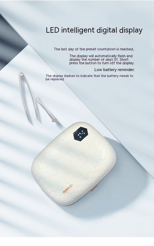 Pearl white automatic ultrasonic cleaning machine with honeycomb texture and digital display for invisible glasses. - Image 9
