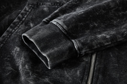 Cardigan Sudadera Holgada Negra Lavada Estilo Vintage para Hombre - Image 14