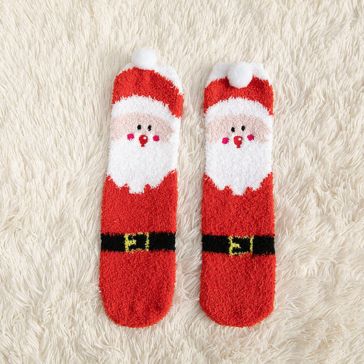 Calcetines Navideños Infantiles de Felpa Coral Antideslizantes con Diseños de Reno, Papá Noel y Muñeco de Nieve - Image 6