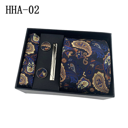 Set de Corbata Paisley con Clip y Caja de Regalo - Corbata Negra Elegante para Negocios - Image 7