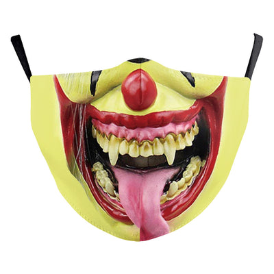 Red textured Halloween face mask with a grotesque skin design, prominent nose, and open mouth, featuring black ear loops. - Image 18
