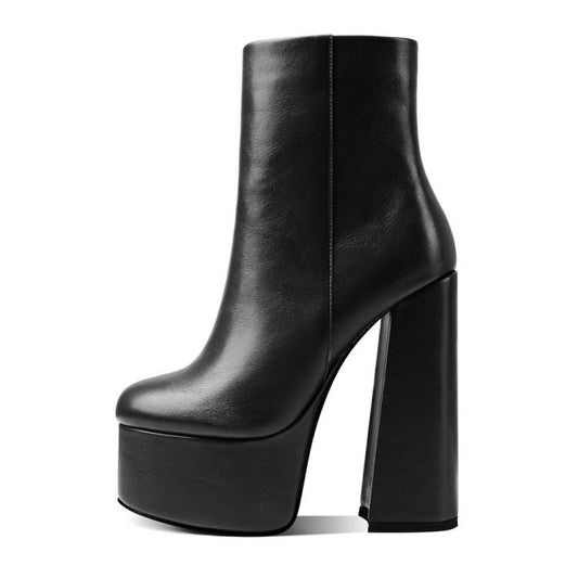 Botas Tobilleras de Tacón Grueso para Mujer Talla Grande