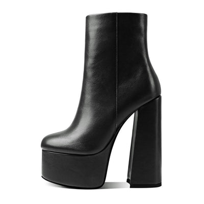 Botas Tobilleras de Tacón Grueso para Mujer Talla Grande