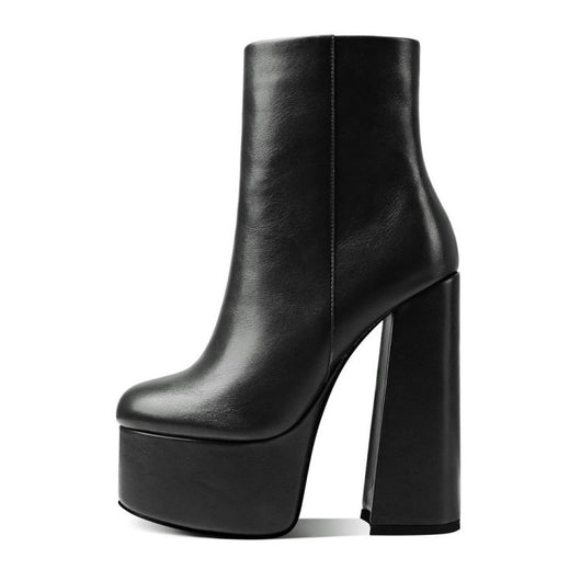 Botas Tobilleras de Tacón Grueso para Mujer Talla Grande