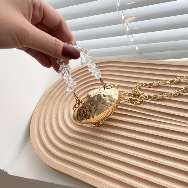 Bolsa Crossbody de Fiesta con Cadena Dorada - Diseño Elegante Huevo