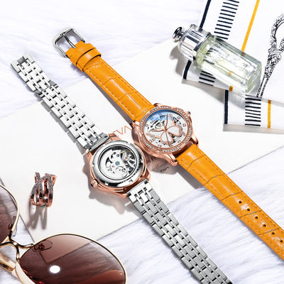 Reloj Automático para Mujer con Diamantes y Esfera de Mariposa - Resistente al Agua - Image 3