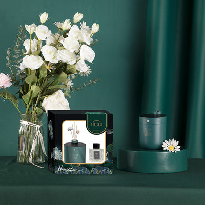 Dark green cylindrical humidifier with a black top, 300mL capacity, and a single control button.