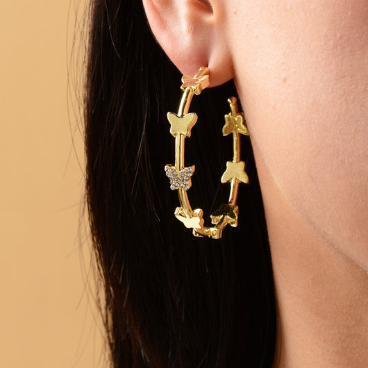 Aretes Mariposa de Cristal Círculo Grande - Image 10