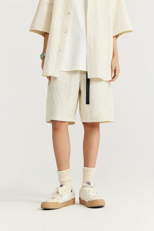 Camisa Estilo Japonés con Textura Jacquard Rombos y Cuadros - Image 27