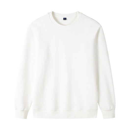 Navy blue pure cotton long sleeve round neck sweatshirt with ribbed cuffs and hem, displayed flat. - Image 20