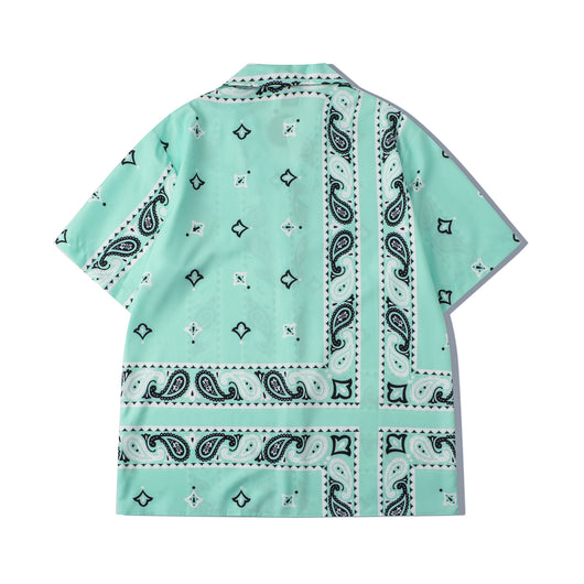 Conjunto Casual Hombre Camisa y Shorts Estampado Flor de Marañón Verde - Image 12