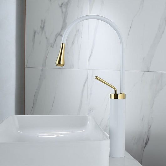 Grifo de Lavabo Giratorio en Cobre Dorado con Diseño Gota de Agua - Image 18