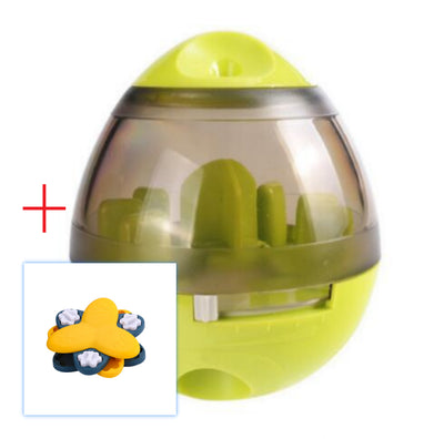 Pink and clear egg-shaped pet food dispenser with internal baffles, designed for slow feeding. - Image 11