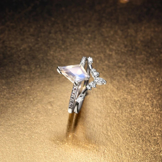 Anillo de Plata Esterlina con Diamante Diseño Gota de Agua Doble Capa - Image 4