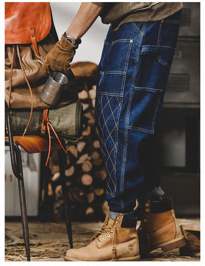 Pantalones Vaqueros Retro Holgados para Hombre con Costuras Brillantes - Image 14